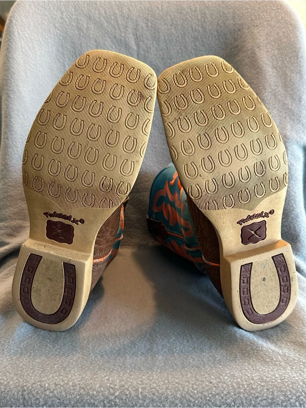 Twisted X Turquoise & Brown Kids' Western Boots with Orange Stitching